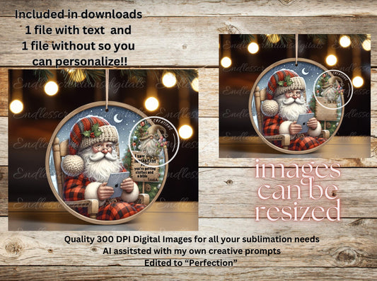 SANTA INSTAGRAM POST CHRISTMAS ORNAMENT/GIFT TAG