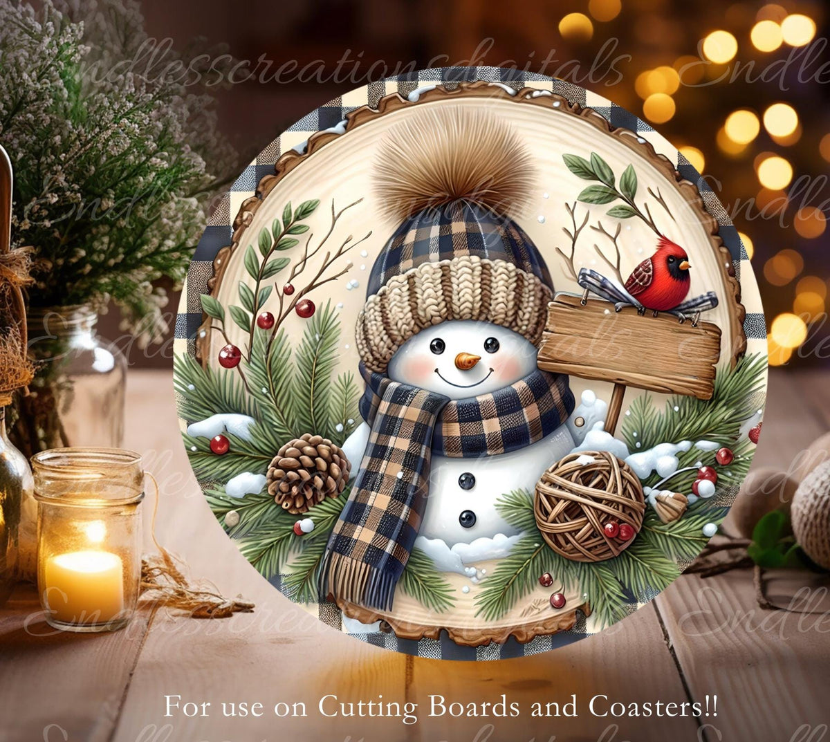 SNOWMAN CARDINAL WINTER ROUND