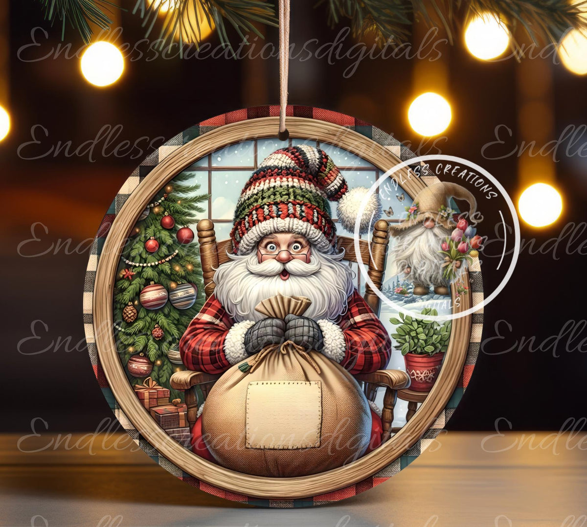 SANTA SAC TREE ORNAMENT/GIFT TAG