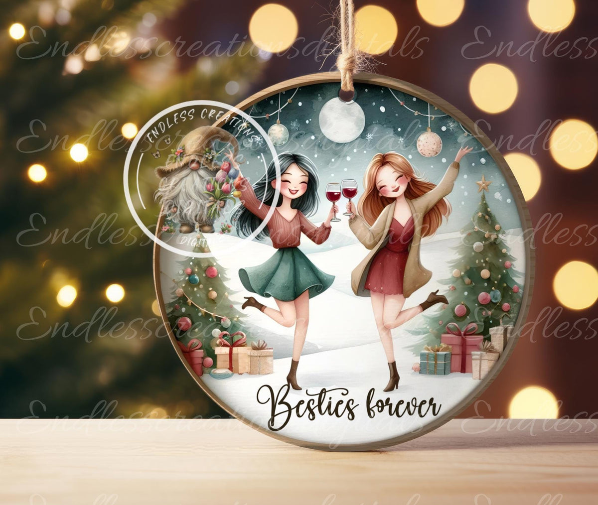 Besties Forever CHRISTMAS ORNAMENT/GIFT TAG