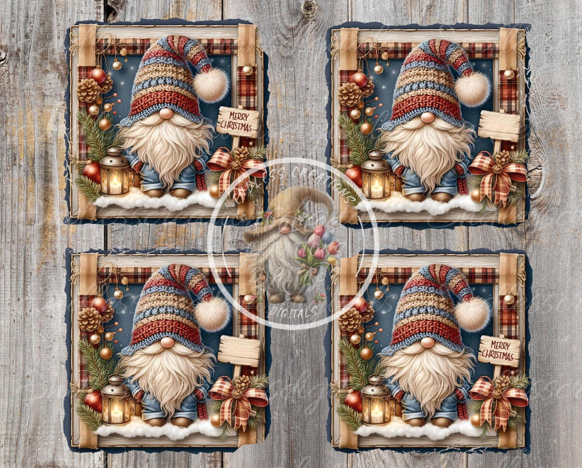 SQUARE WINTER GNOME Door hanger, wreath sign square cutting board, coasters can resize,  for sublimation high resolution 2 files, 1 add text