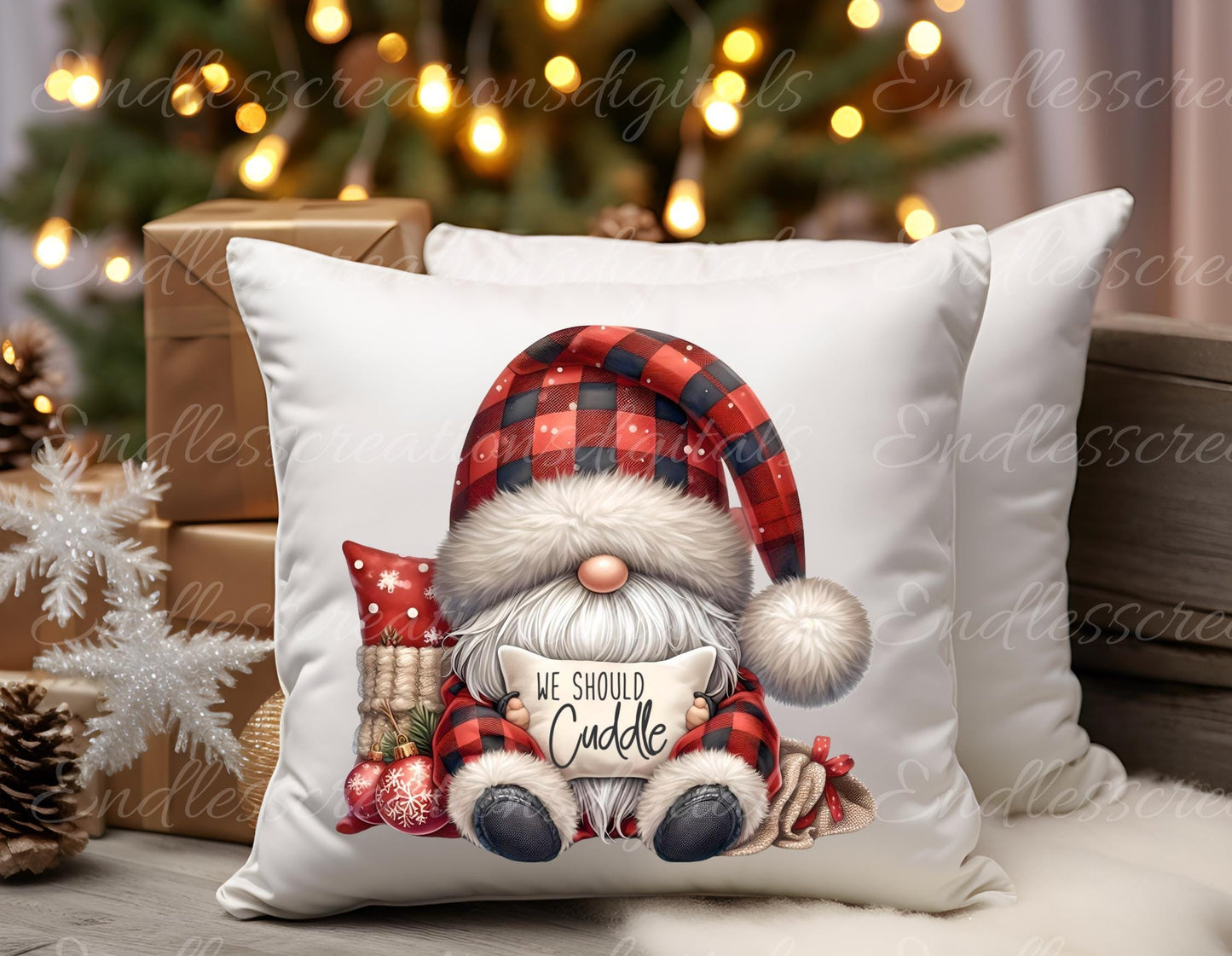 WINTER GNOMES HUGS Pillow covers