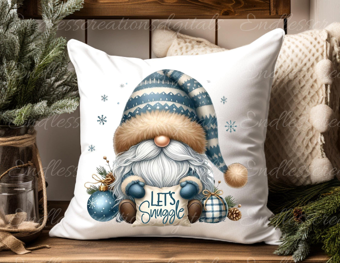 WINTER GNOMES HUGS Pillow covers