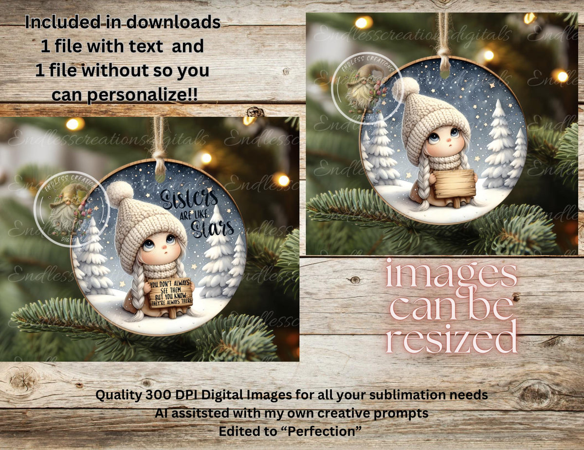 SISTERS ARE STARS CHRISTMAS ORNAMENT