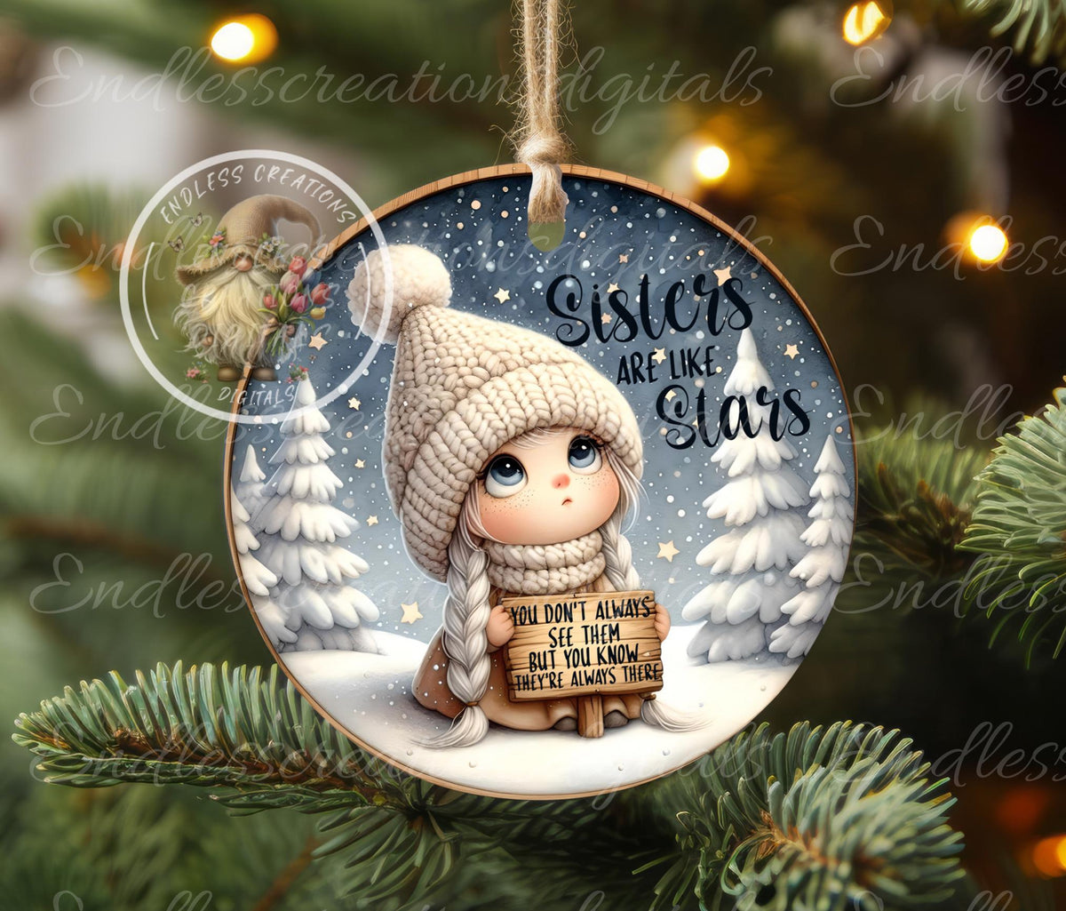 SISTERS ARE STARS CHRISTMAS ORNAMENT