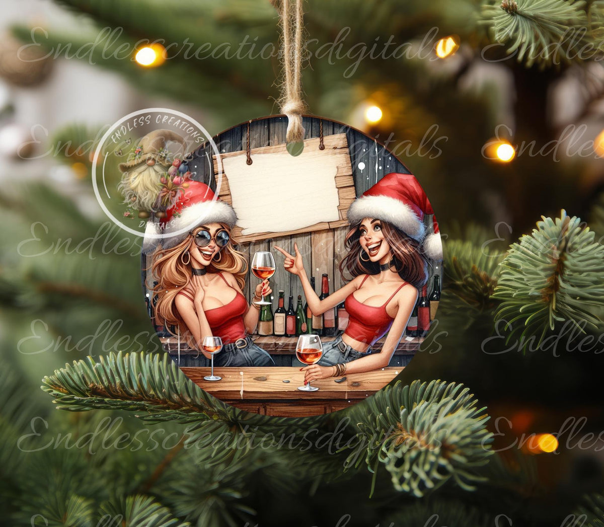 OLD SENILE FRIENDS CHRISTMAS ORNAMENT/GIFT TAG