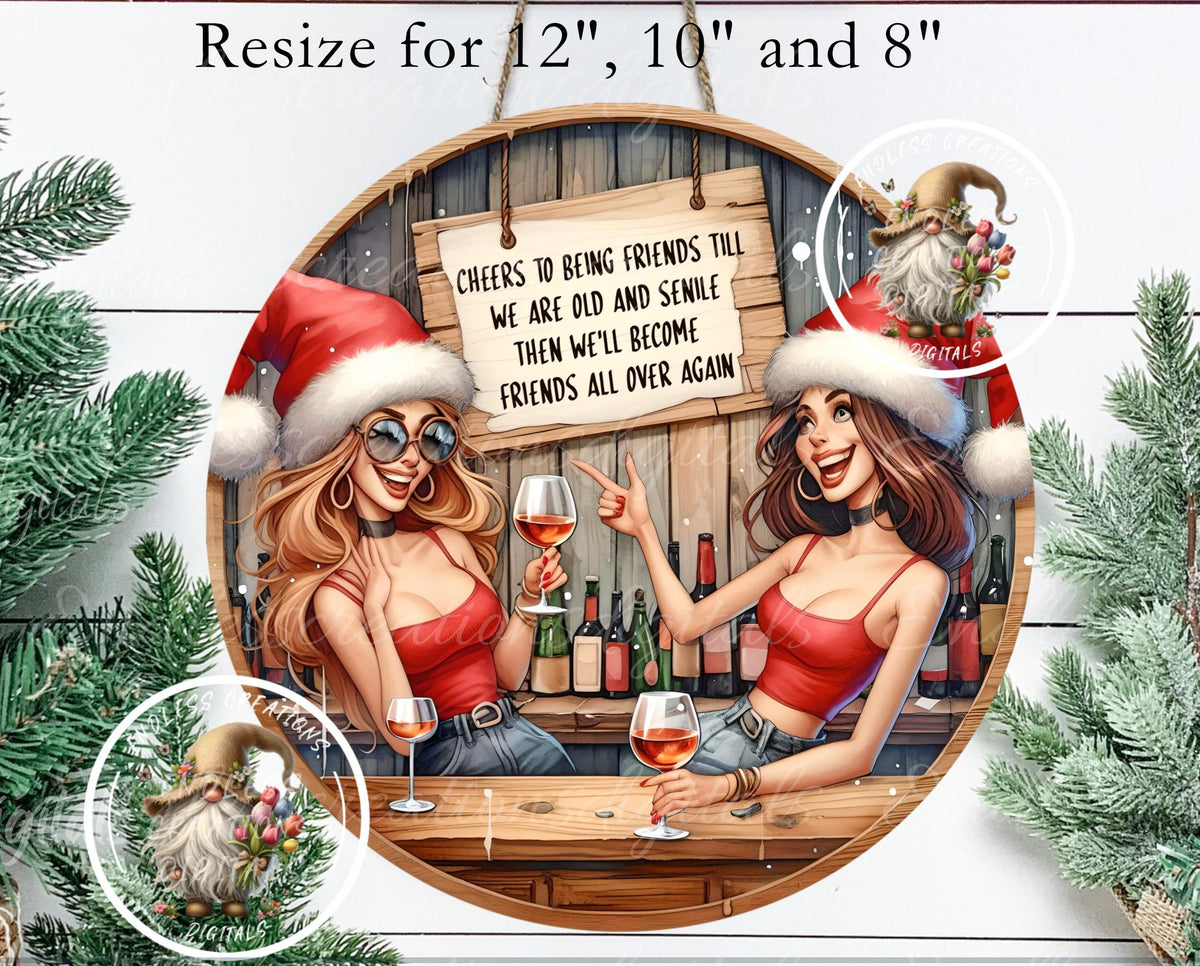OLD SENILE FRIENDS CHRISTMAS ORNAMENT/GIFT TAG
