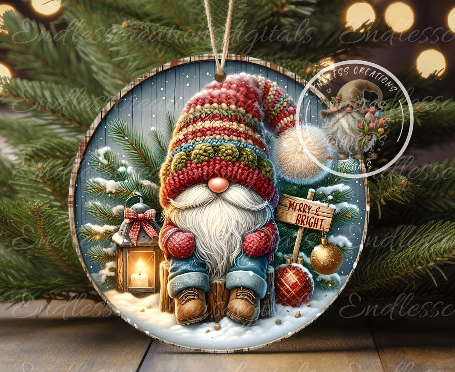 ROUND WINTER GNOME Door hanger, wreath sign square cutting board, coasters can resize,  for sublimation high resolution 2 files, 1 add text