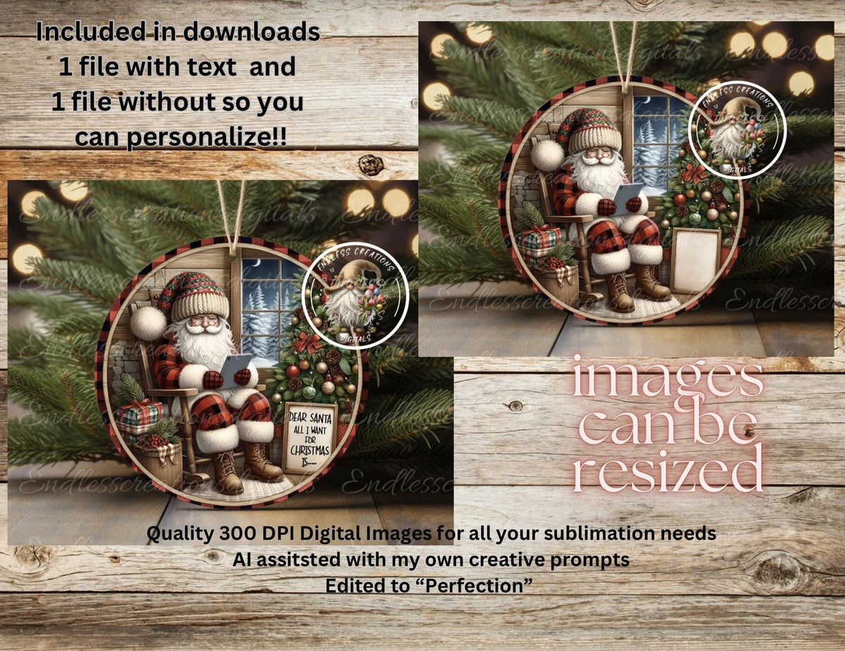 DEAR SANTA ALL I want CHRISTMAS ORNAMENT/GIFT TAG