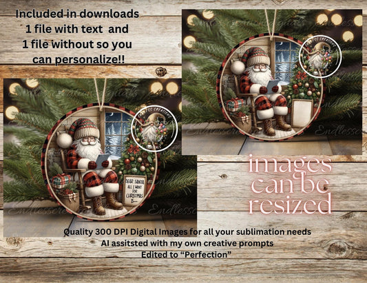 DEAR SANTA ALL I want CHRISTMAS ORNAMENT/GIFT TAG