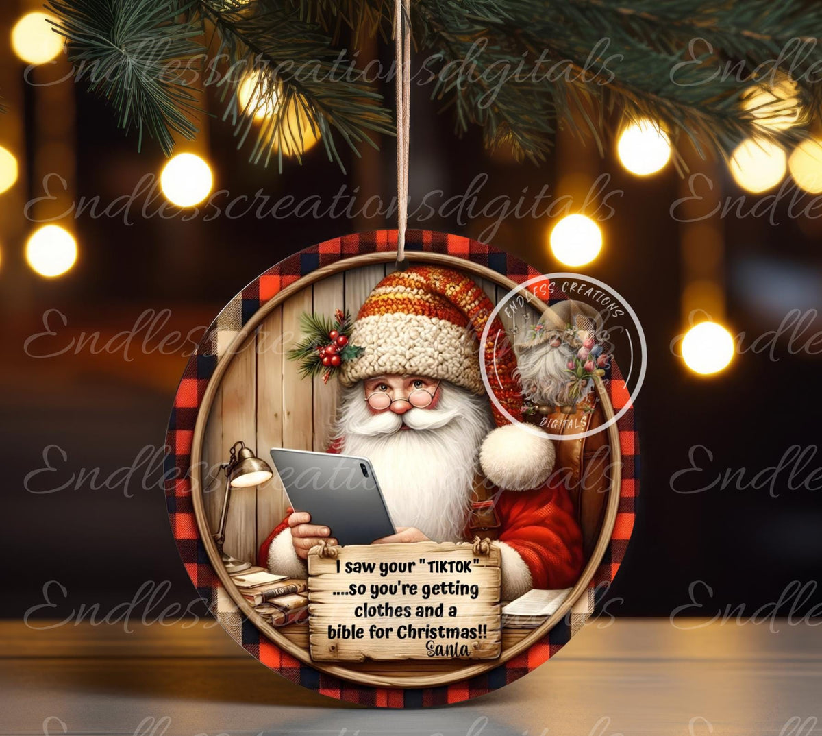 TIKTOK SANTA  CHRISTMAS ORNAMENT/GIFT TAG