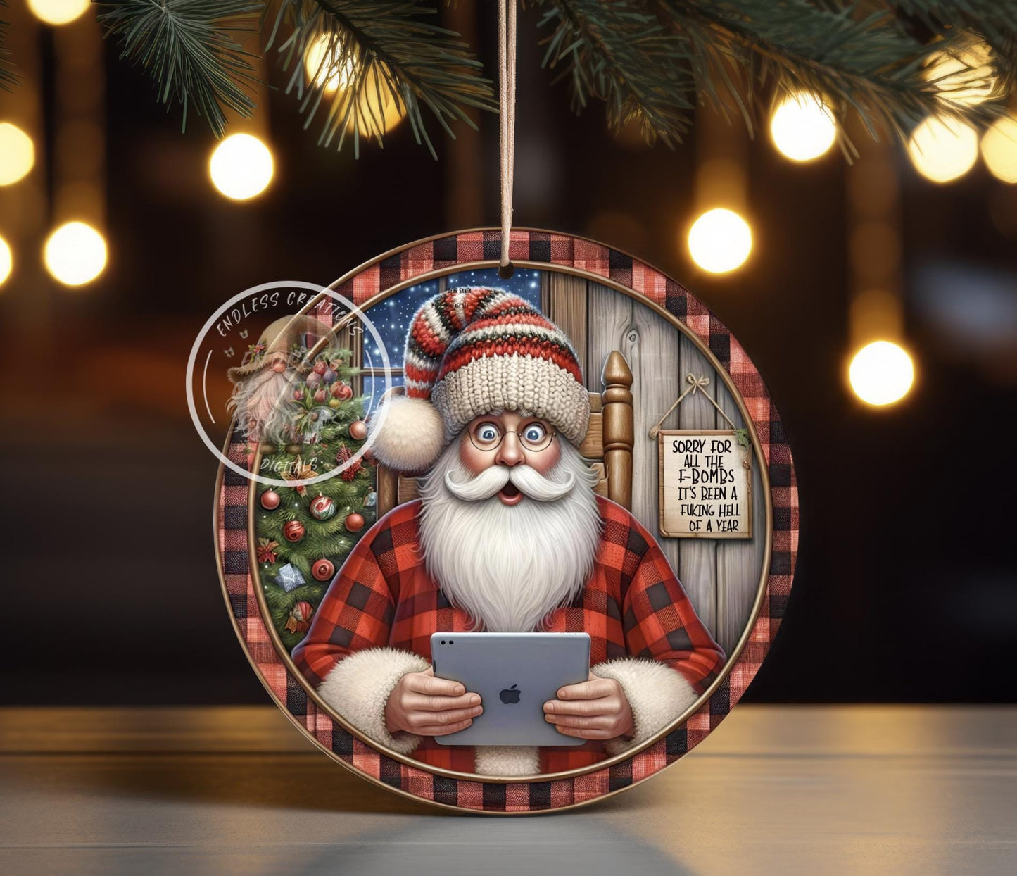 DEAR SANTA SORRY F-Bomb CHRISTMAS ORNAMENT/GIFT TAG