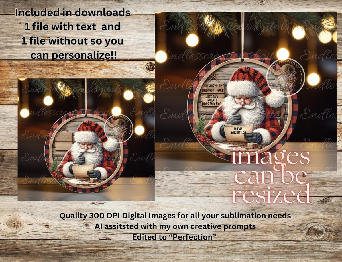 SANTA'S NAUGHTY LIST CHRISTMAS ORNAMENT/GIFT TAG