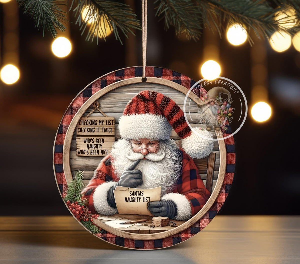 SANTA'S NAUGHTY LIST CHRISTMAS ORNAMENT/GIFT TAG
