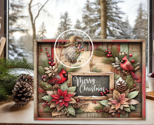 RUSTIC WINTER CARDINALS  RECTANGLE/TINS