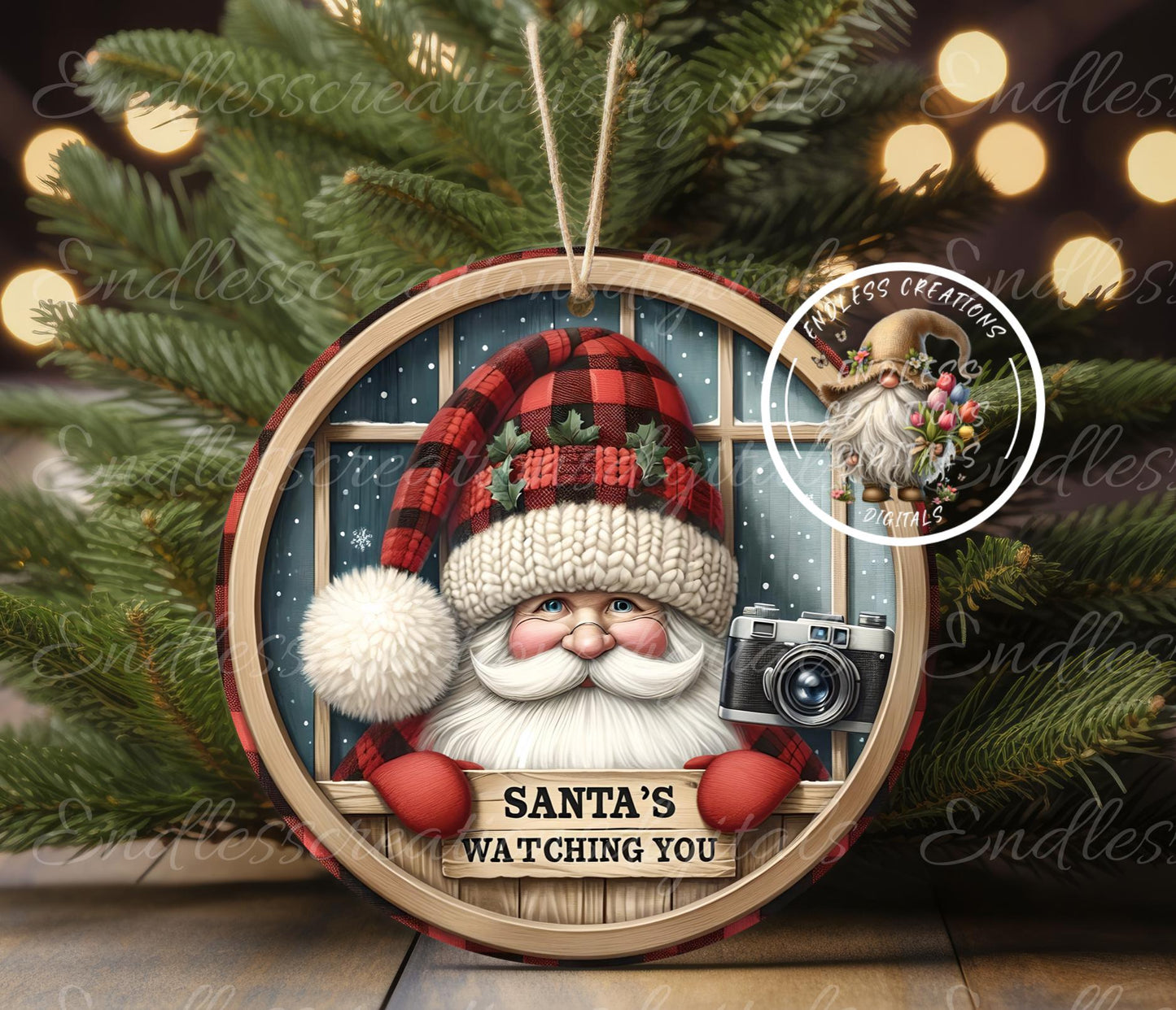 SANTA'S WATCHING YOU ORNAMENT/GIFT TAG