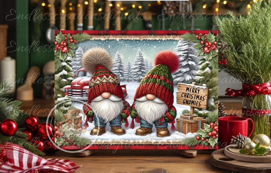 MERRY CHRISTMAS GNOMES RECTANGLE
