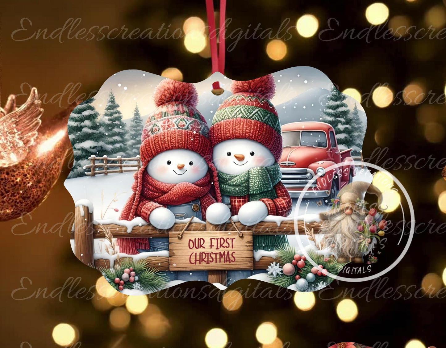 SNOWMAN COUPLE FIRST CHRISTMAS ORNAMENT