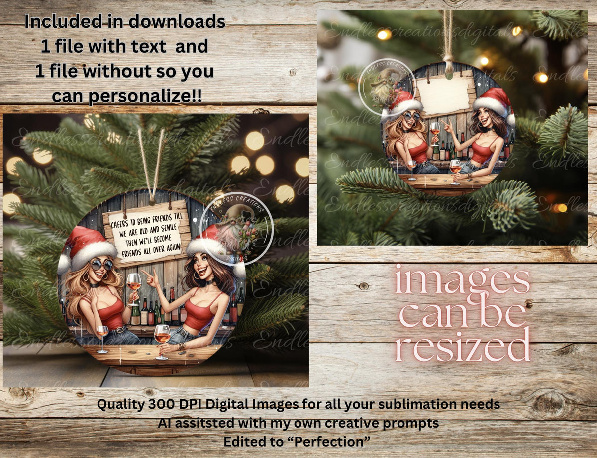 OLD SENILE FRIENDS CHRISTMAS ORNAMENT/GIFT TAG