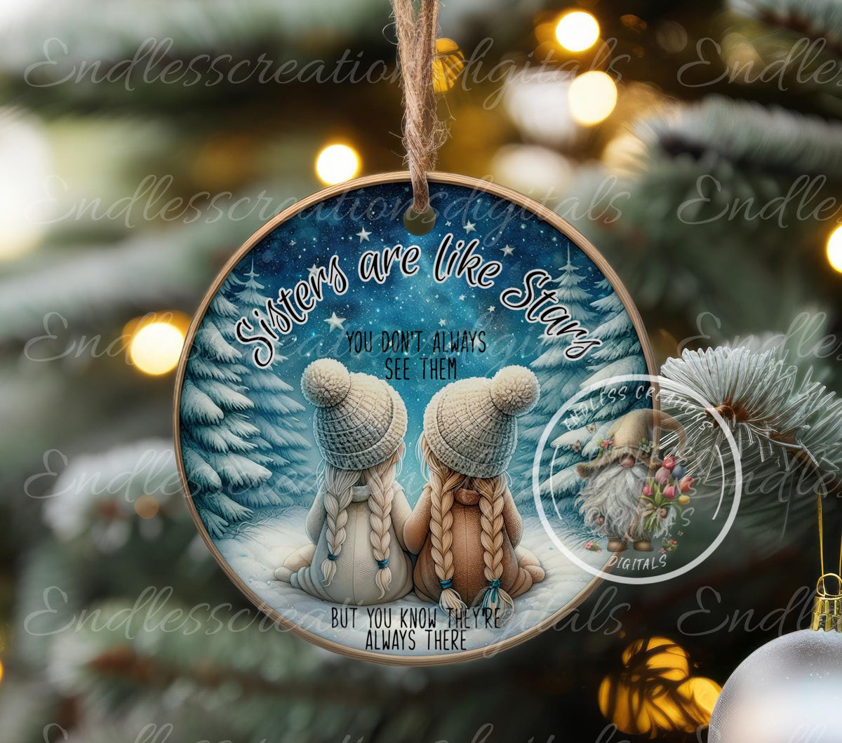 SISTERS ARE STARS CHRISTMAS ORNAMENT
