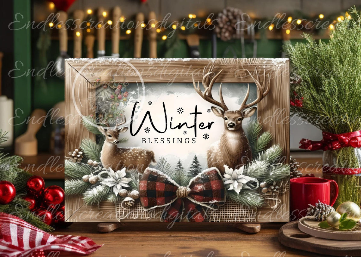 WINTER BLESSINGS DEER RECTANGLE