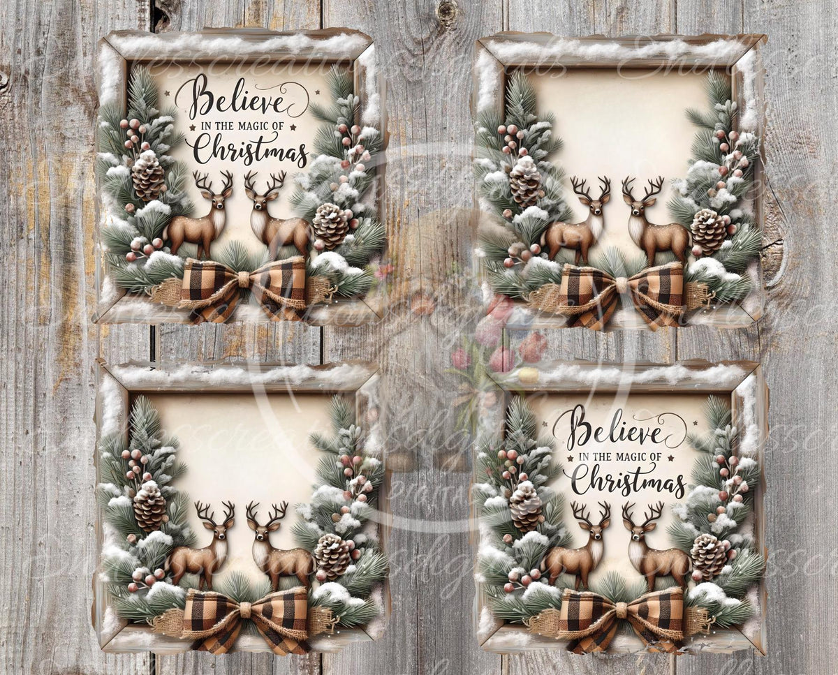 RUSTIC CHRISTMAS DEER SQUARE WINTER