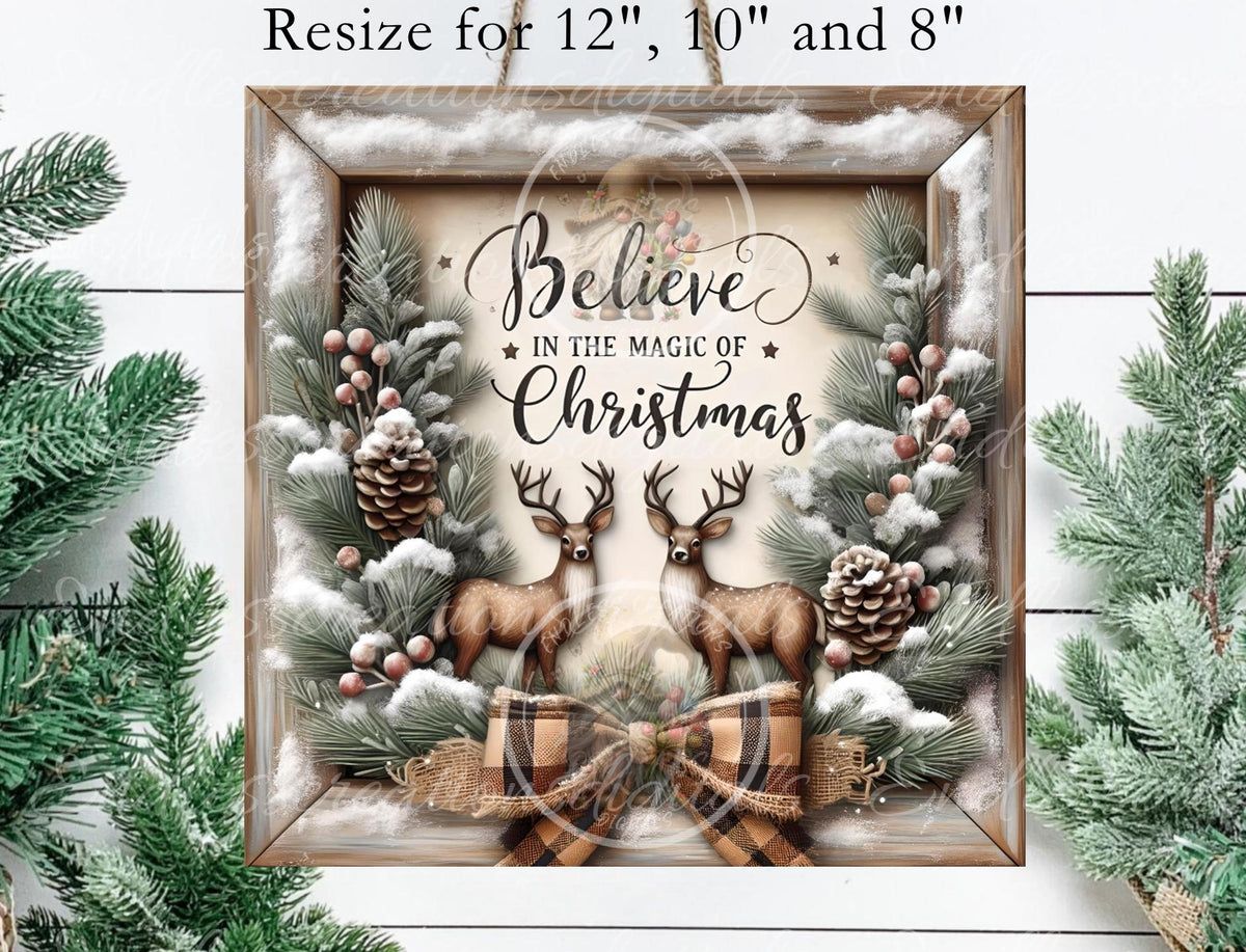RUSTIC CHRISTMAS DEER SQUARE WINTER