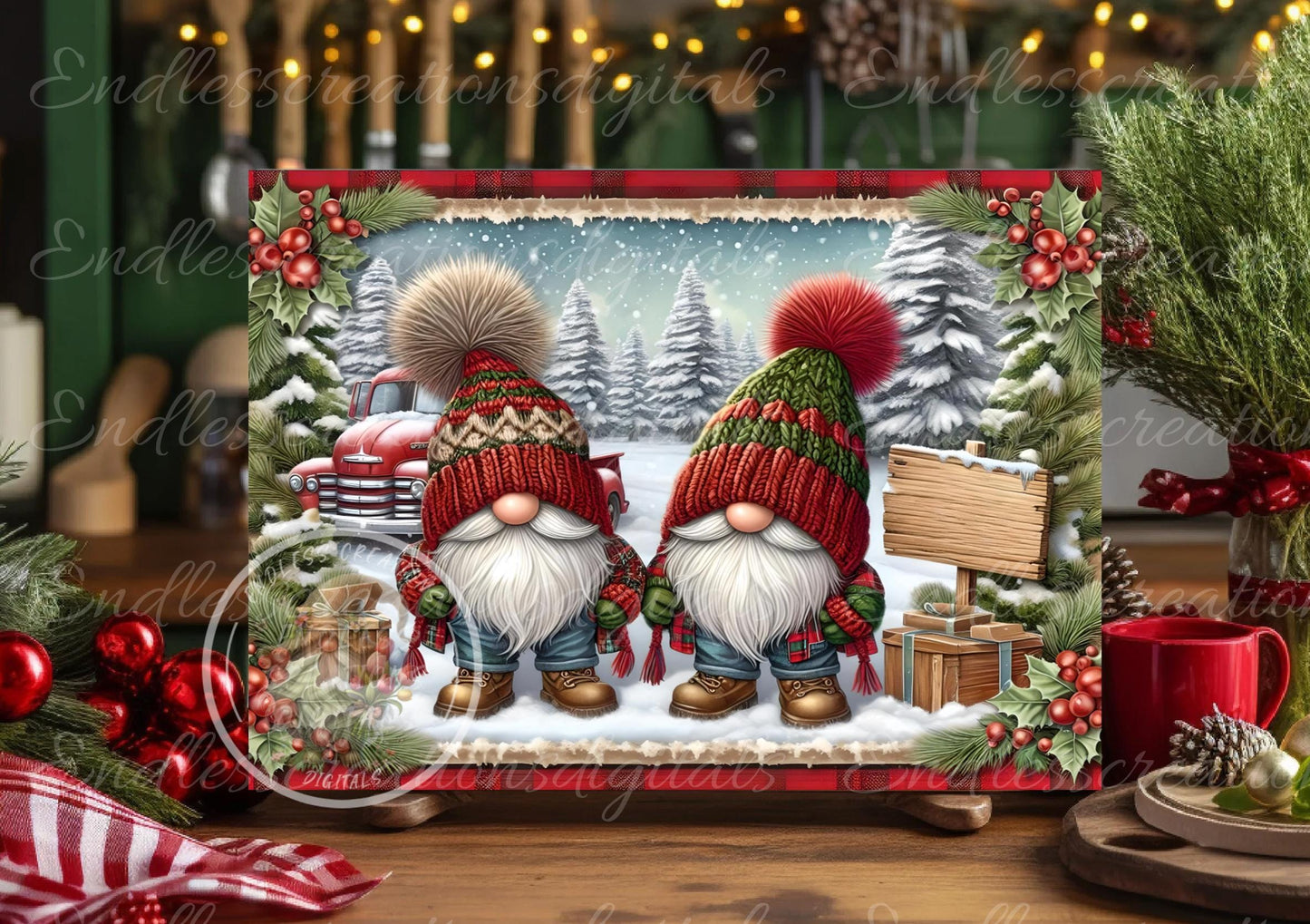 MERRY CHRISTMAS GNOMES RECTANGLE