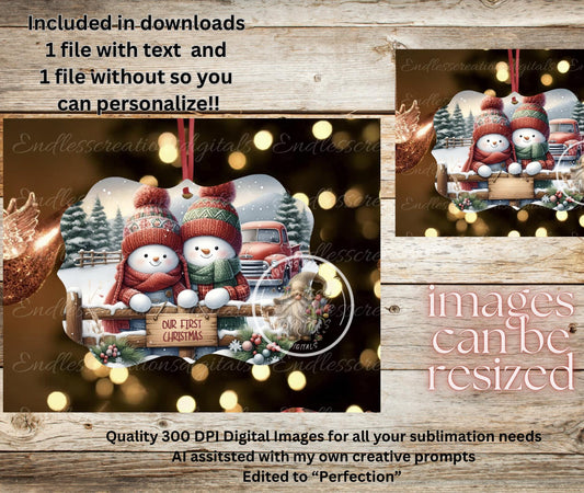 SNOWMAN COUPLE FIRST CHRISTMAS ORNAMENT