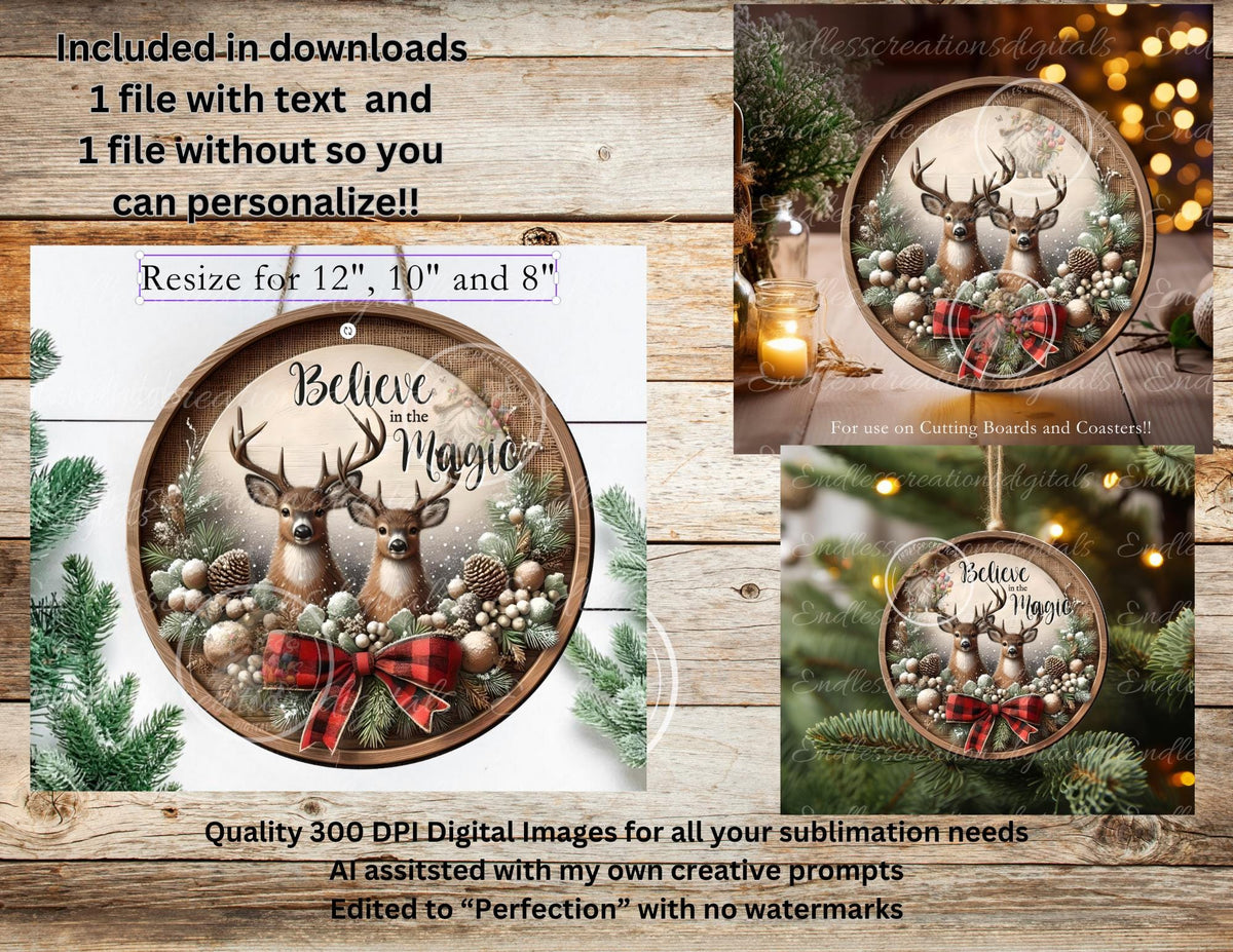 BELIEVE DEER ROUND CHRISTMAS