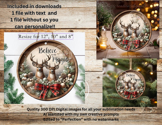 BELIEVE DEER ROUND CHRISTMAS