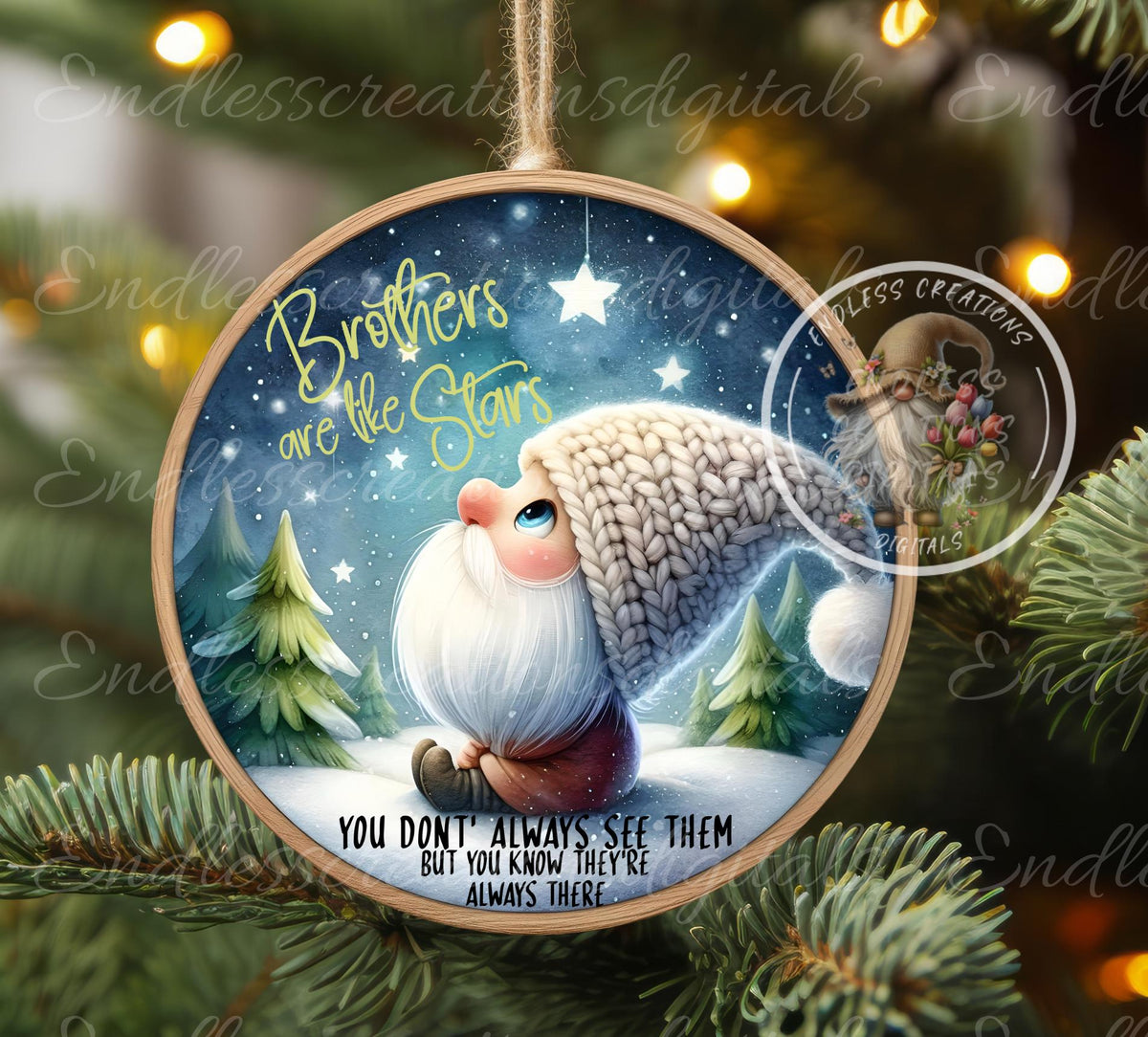 BROTHERS ARE STARS CHRISTMAS ORNAMENT/GIFT TAG
