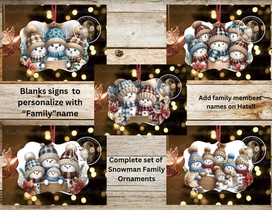 SNOWMAN FAMILY CHRISTMAS ORNAMENT BUNDLE