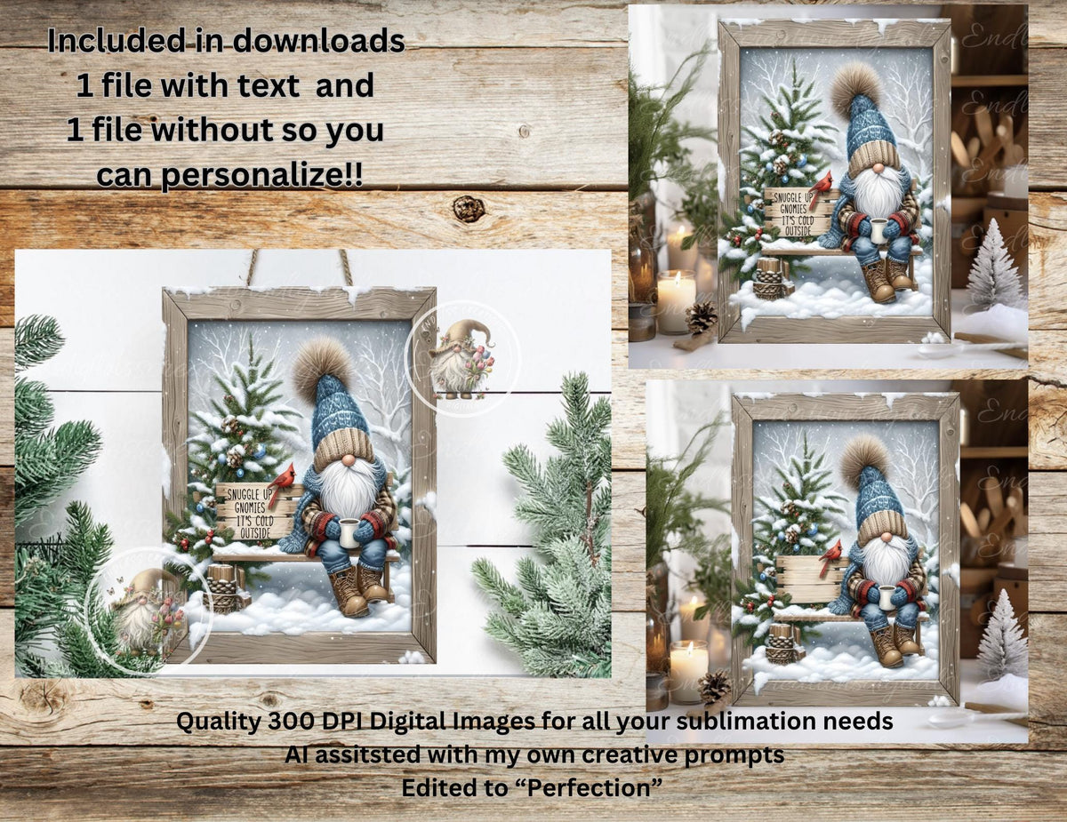 CHRISTMAS GNOMIES  Door hanger, wreath sign,  cutting board,  can resize for sublimation high resolution 2 files 1 add text