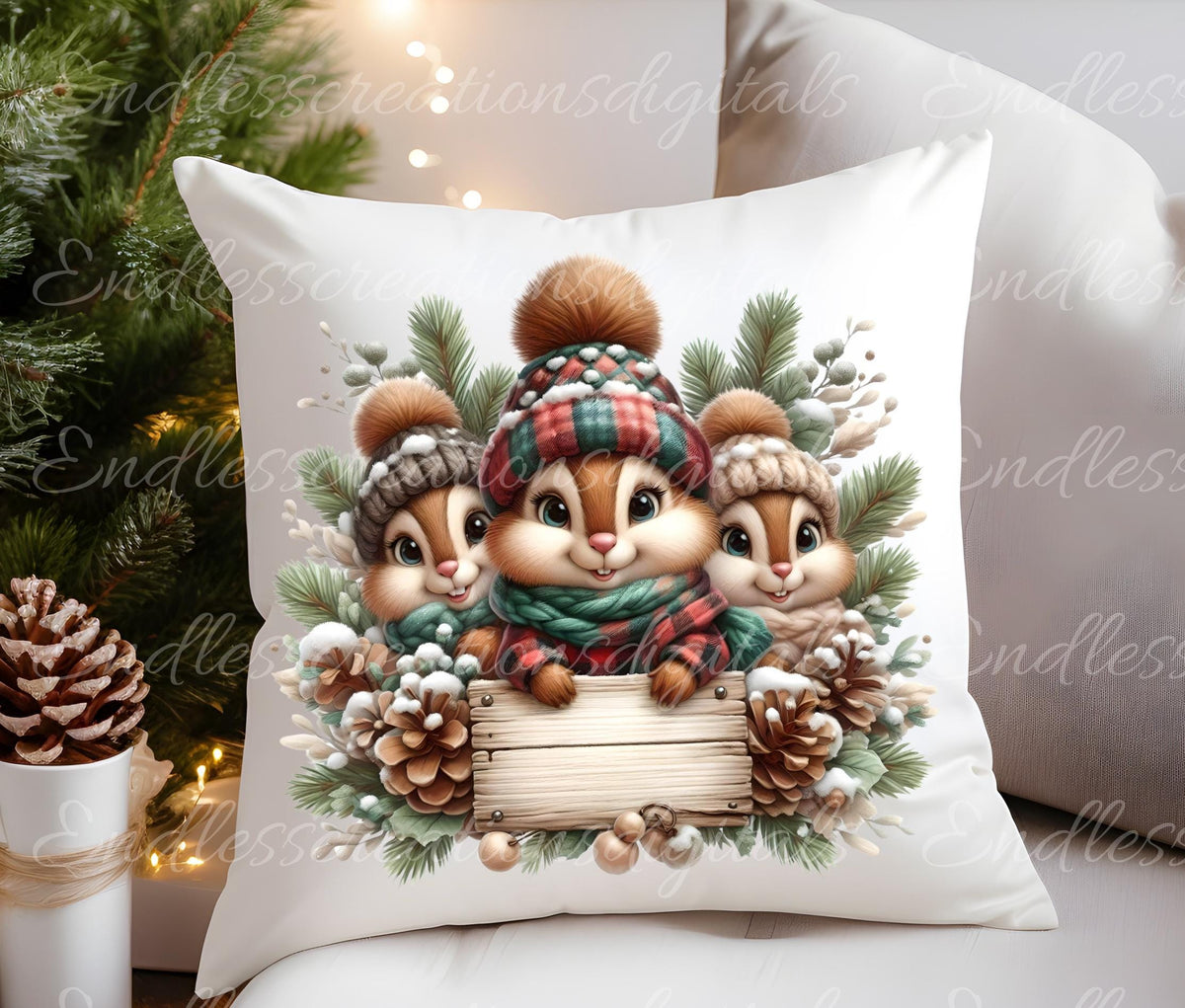 CHRISTMAS CHIPMUNKS SET OF 5 TRANSPARENCIES