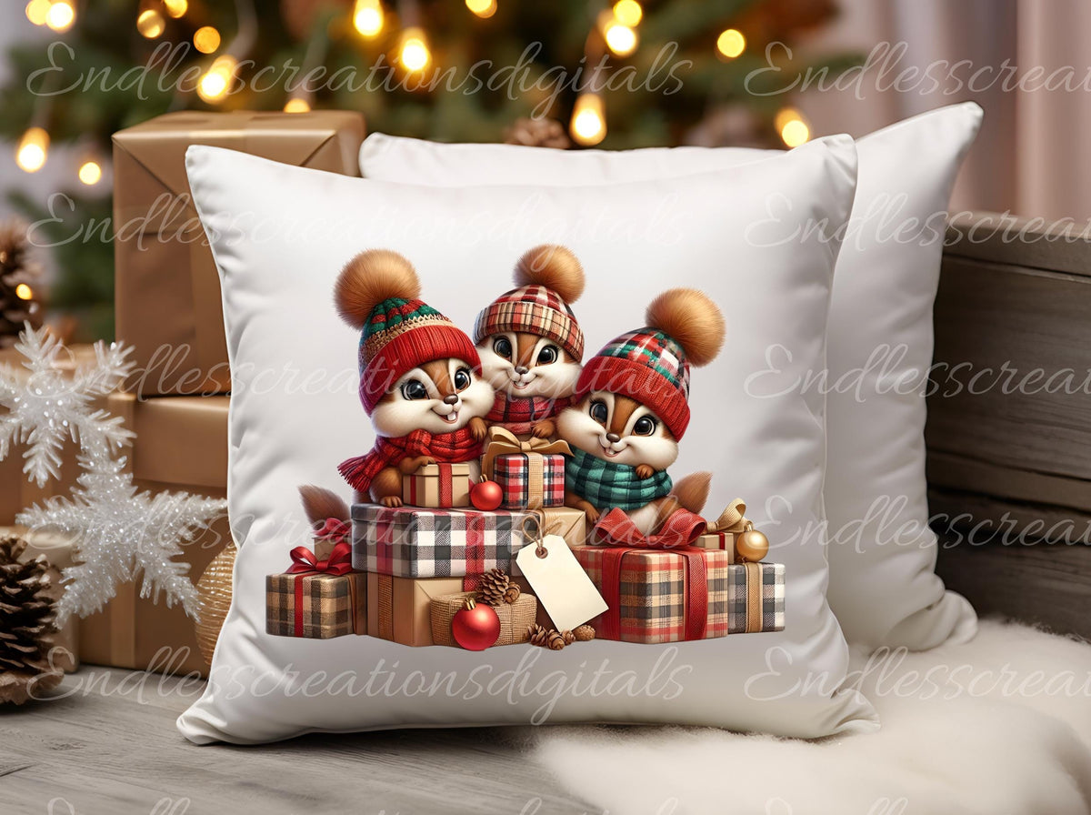 CHRISTMAS CHIPMUNKS SET OF 5 TRANSPARENCIES