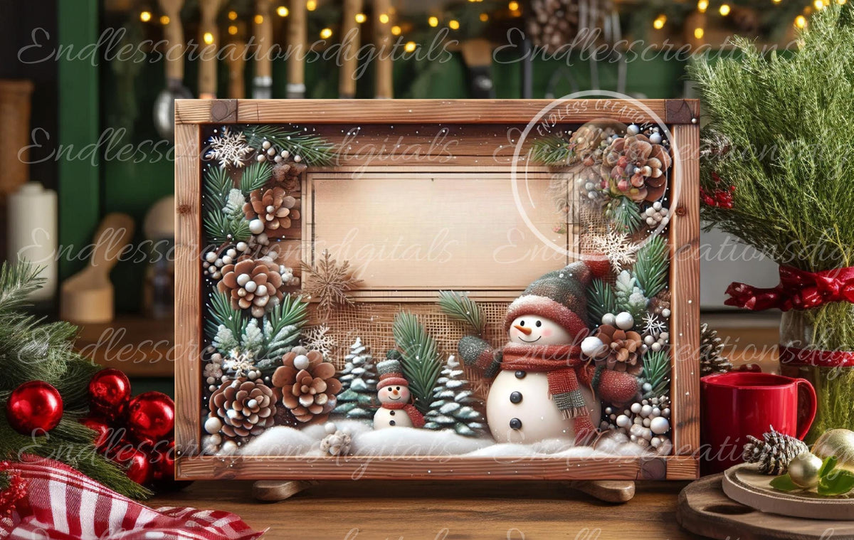 RUSTIC CHRISTMAS SNOWMAN RECTANGLE