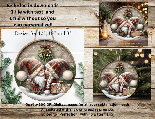 MISTLETOE GNOMES CHRISTMAS ORNAMENT/GIFT TAG