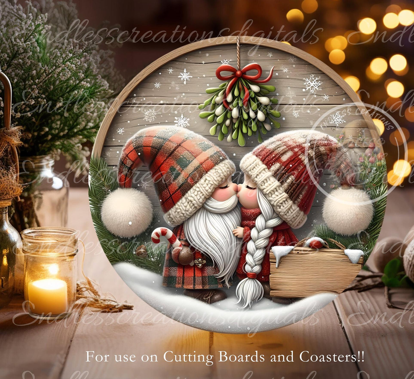 MISTLETOE GNOMES CHRISTMAS ORNAMENT/GIFT TAG