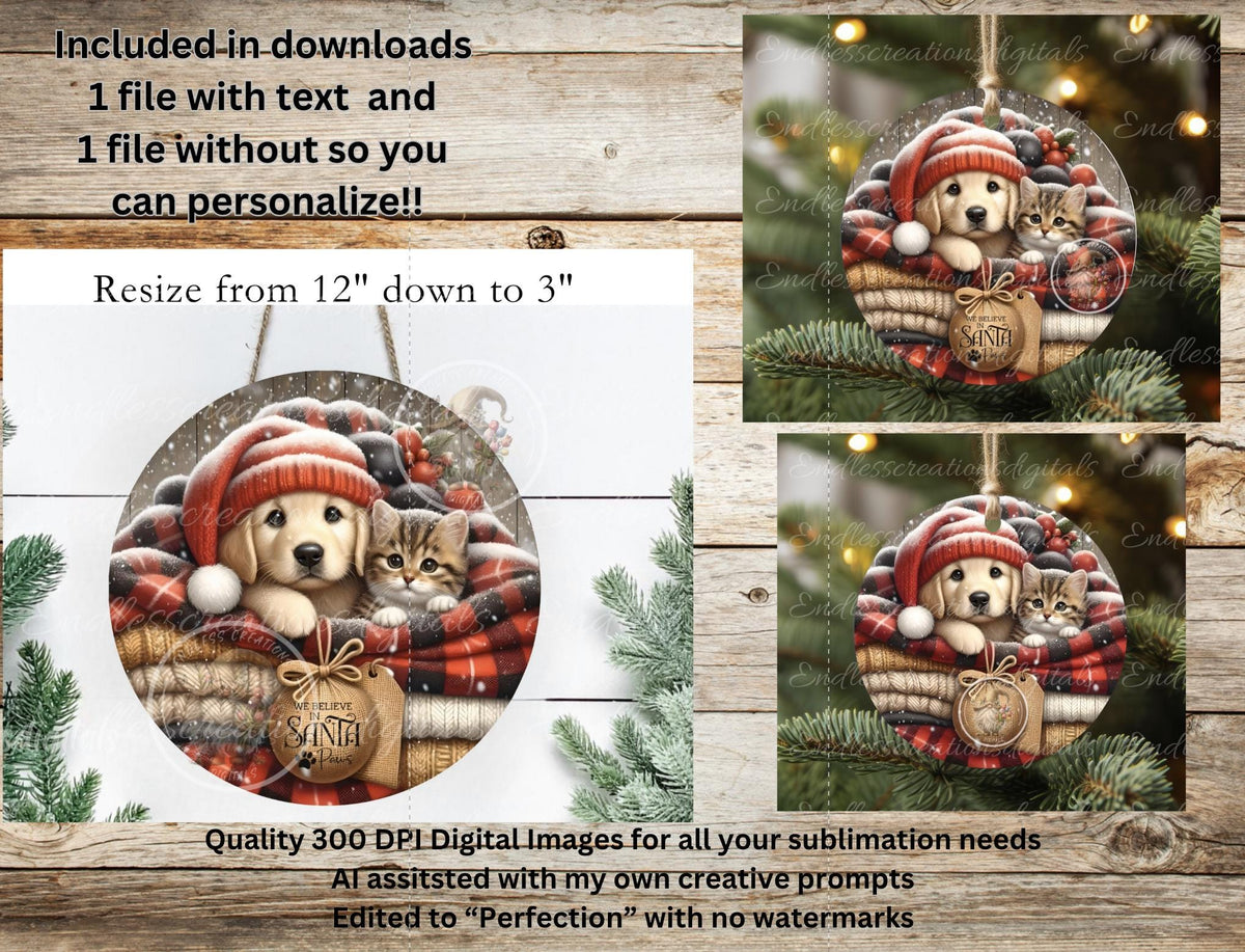 SANTA PAWS ROUND CHRISTMAS