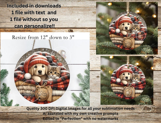SANTA PAWS ROUND CHRISTMAS