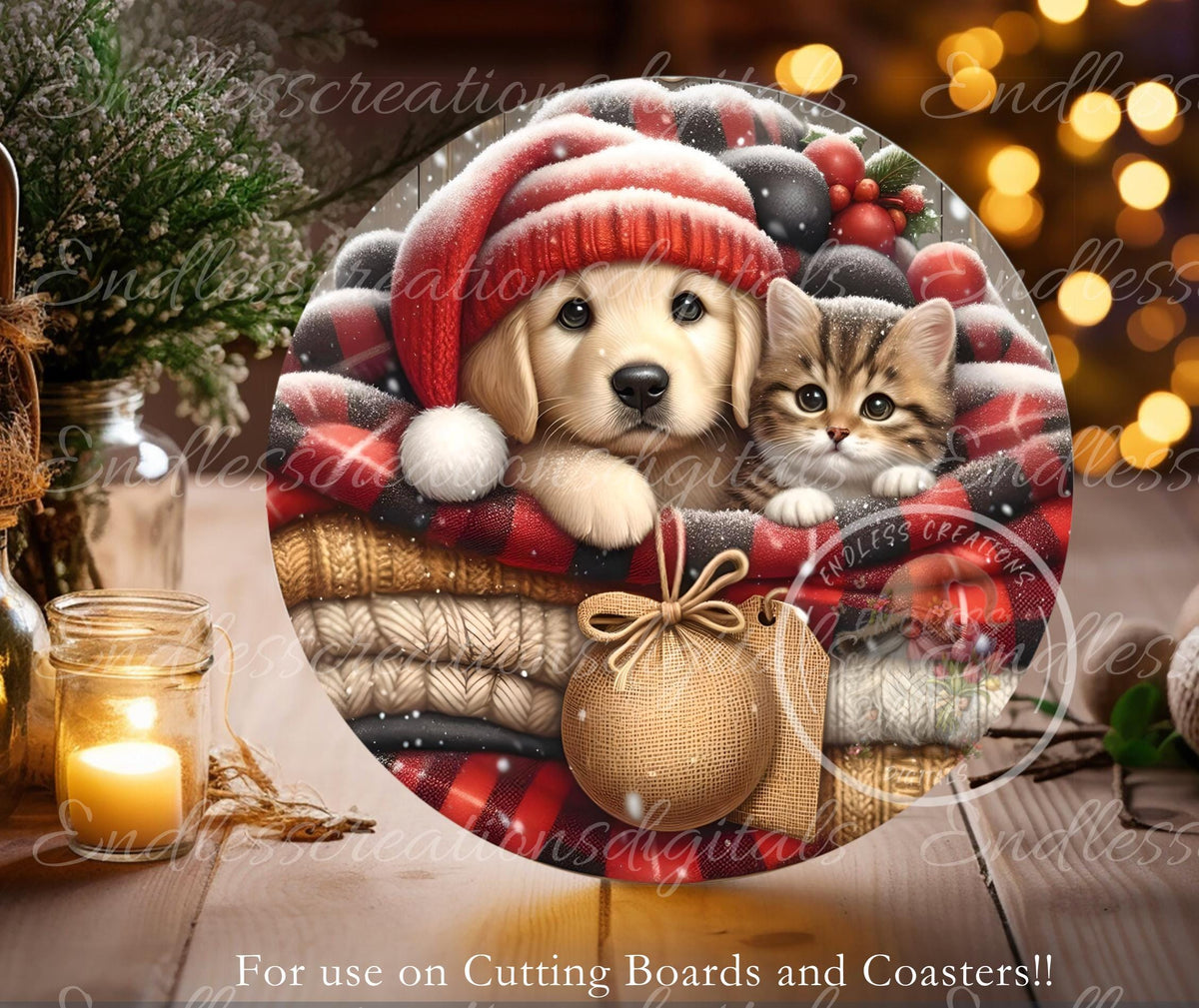 SANTA PAWS ROUND CHRISTMAS