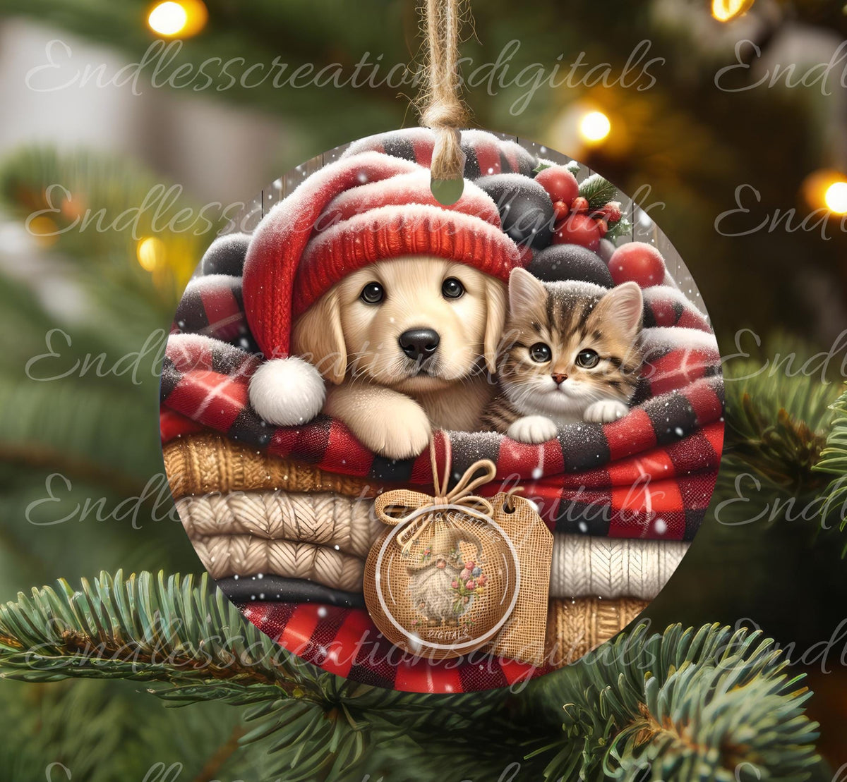 SANTA PAWS ROUND CHRISTMAS