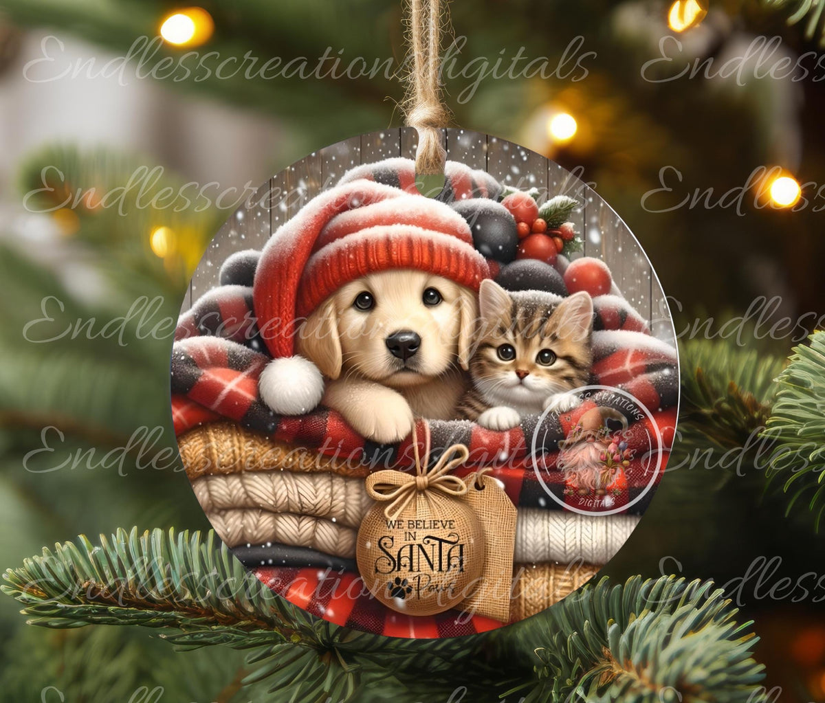 SANTA PAWS ROUND CHRISTMAS