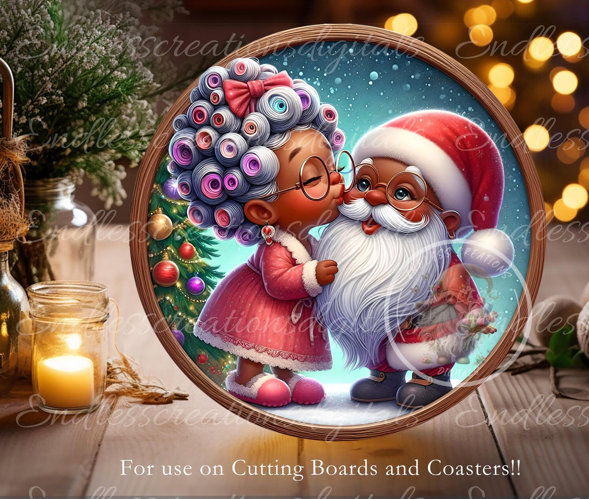 MAMA KISSING SANTA ORNAMENT/GIFT TAG
