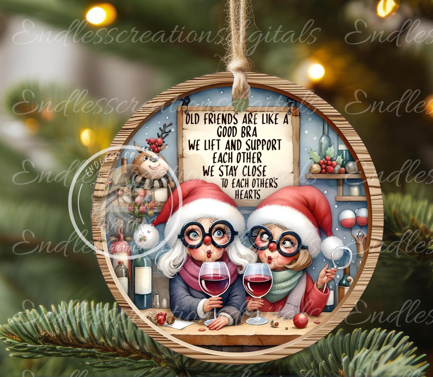 OLD FRIENDS GOOD BRA ORNAMENT/GIFT TAG