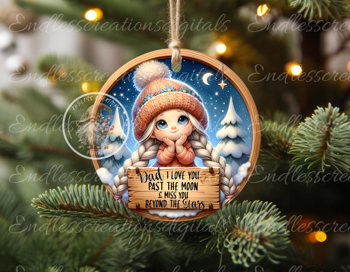 DAD LOVE TO Moon ornament, Door Hanger for sublimation high resolution 2 files for download 1 add your own text