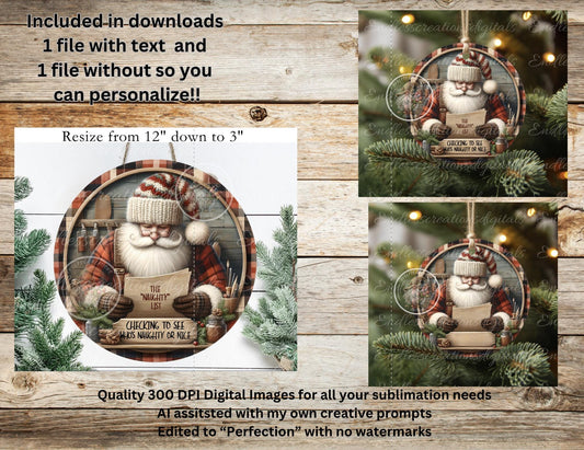 SANTA NAUGHTY LIST CHRISTMAS ORNAMENT/GIFT TAG