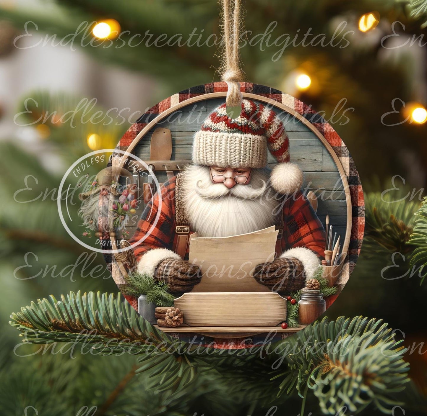 SANTA NAUGHTY LIST CHRISTMAS ORNAMENT/GIFT TAG