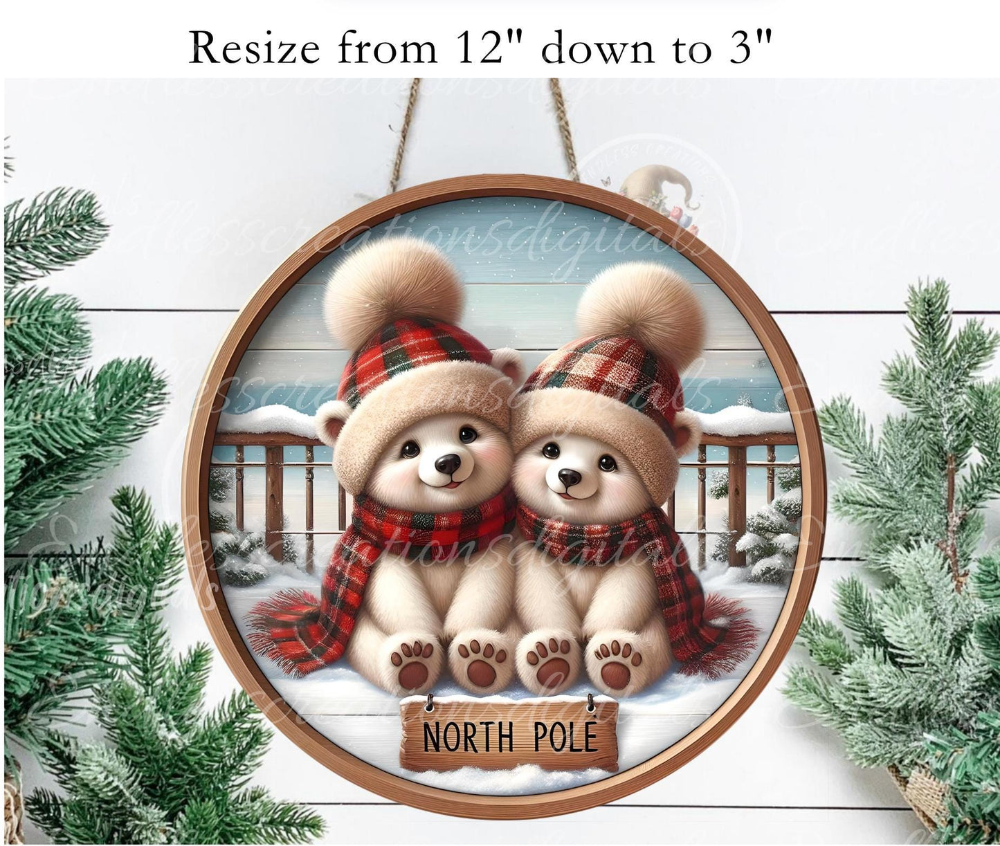 POLAR BEARS ORNAMENT/GIFT TAG/DOOR HANGER